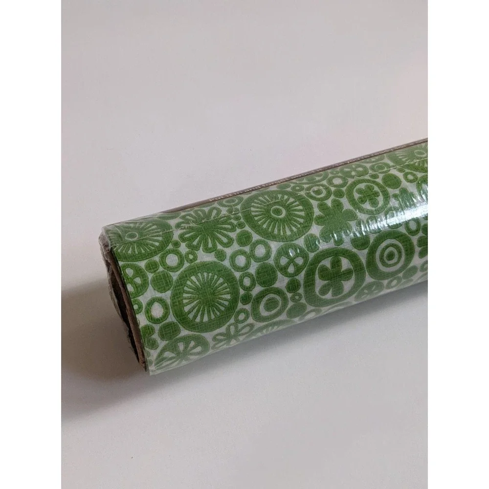 Vintage 70's Rubbermaid New Old Stock Shelf Drawer Liner Funky Mod Green Flowers